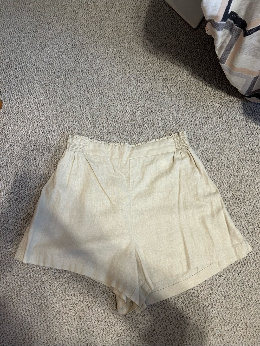 LC Lauren Conrad Cream Linen-Blend Elastic Waist Shorts